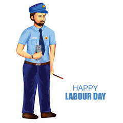 1st may happy labour day for men worker card design
