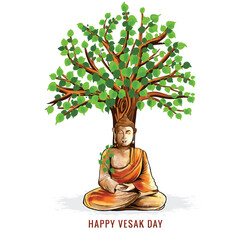 Illustration for happy vesak day celebration card background