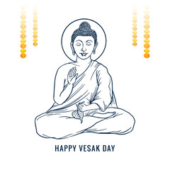 Vesak day traditional budha sketch card background