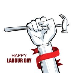 Illustration of labor day concept with man holding hammer