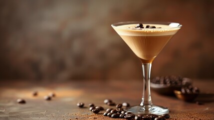 Glass of Drink Surrounded by Coffee Beans
