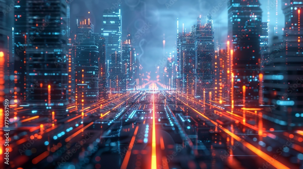 Aufkleber concepts for a techno megacity, based on urban and futuristic technology, original 3d renderings