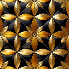 a golden floral pattern on a black background
