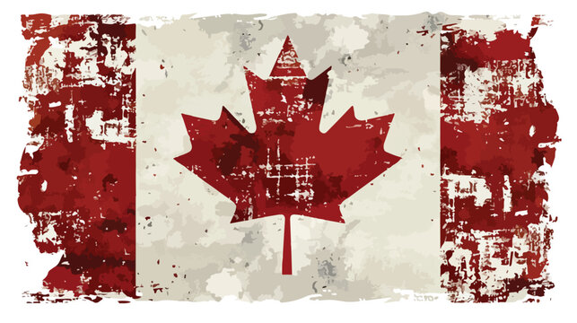 Canadian grunge flag. Raster version flat vector 