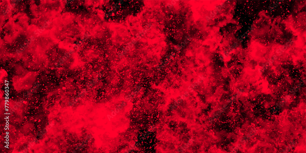 Leinwandbilder abstract dynamic particles with soft red clouds on dark background. space hand painted watercolor ba