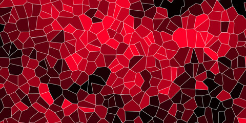 Red color Broken Stained-Glass Background with black lines. Voronoi diagram background. Seamless pattern with 3d shapes vector Vintage Illustration background. Geometric Retro tiles pattern	
