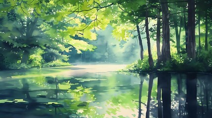 Fototapeta premium Tranquil Forest Reflections./n