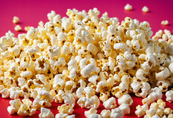 A scattering of popcorn in pop art style on a uniform bright background
