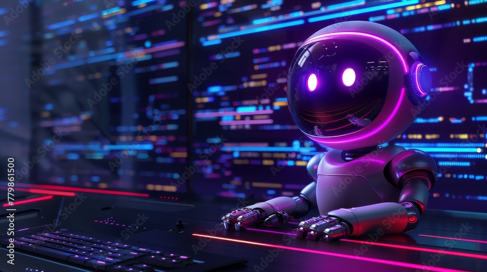Poster Artificial Intelligence chatbots with openAI. Businessman using computer smart intelligence with OpenAI. Future technology, robot in an online system.