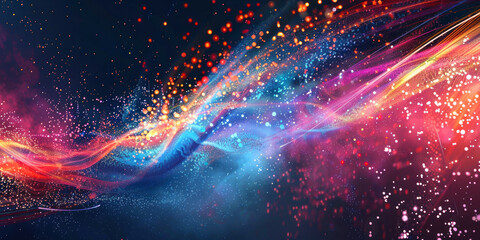 Banner with abstract colorful space nebula with bright particles