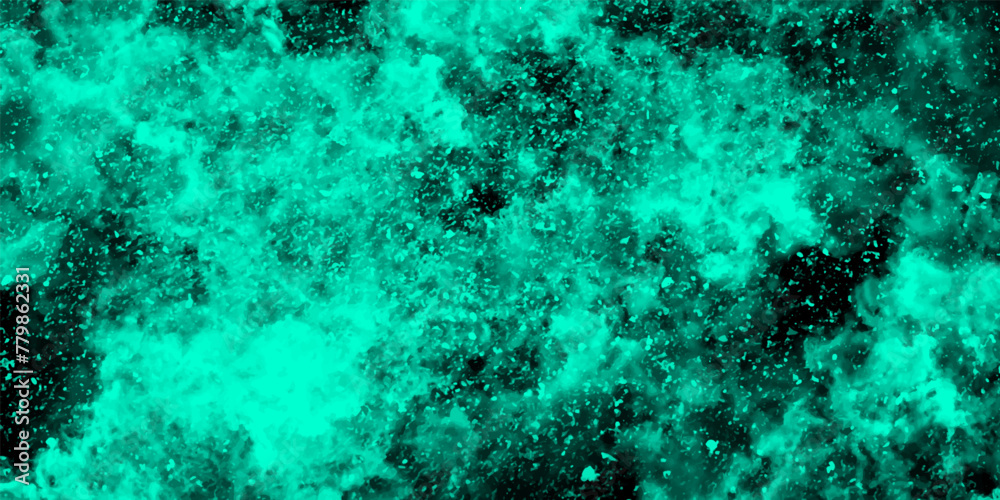Poster abstract dynamic particles with soft blue clouds on dark background. space hand painted watercolor b