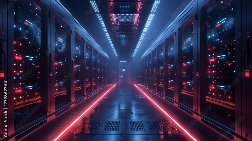 Aufkleber Computer data center rendered in AI...