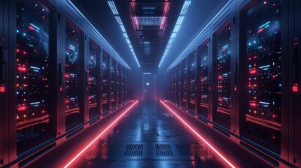 Computer data center rendered in AI...