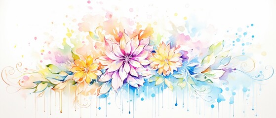 Bright flower bearing a Bitcoin, clean, soft background, merge of nature and digital water color