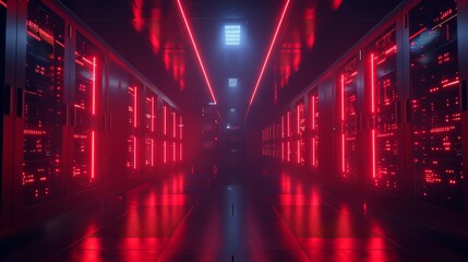 This is a 3D rendering of a CPU data center. - obrazy, fototapety, plakaty
