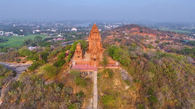 Aerial view of Cham towers, Po Klong Garai, Ninh Thuan province, Vietnam.