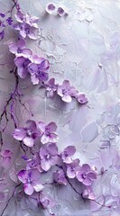 an oil painting with purple flowers and leaves - 779862789