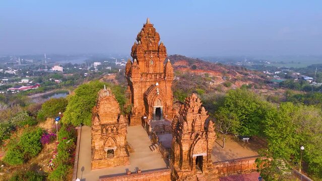 Aerial view of Cham towers, Po Klong Garai, Ninh Thuan province, Vietnam.