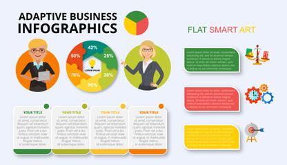 Two managers percentage chart template for presentation. business data visualization.
