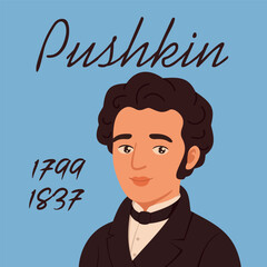 Great Russian classical poet Alexander Pushkin. Vector illustration