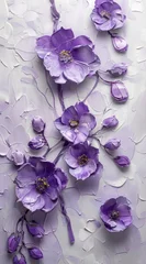 Fotobehang an oil painting with purple flowers and leaves © yganko