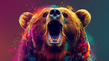   A grizzly bear with its mouth widely open