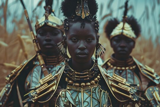 Afrofuturistic Fusion: Models Radiate Strength and Elegance in Shrimp-Inspired Armor Photography Series