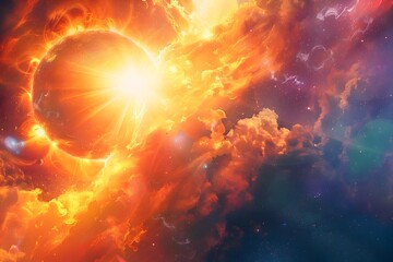 Sun's Lifecycle From Nebula Birth to Cosmic Destiny - obrazy, fototapety, plakaty
