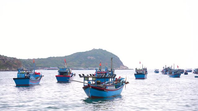 Aerial view of Vinh Hy bay, Nui Chua national park, Ninh Thuan province, Vietnam