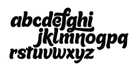 Obraz premium Vector hand drawn alphabet. Brush painted letters. Handwritten script alphabet. Hand lettering and custom typography for your designs: logo, for posters, invitations, cards, etc. Vector type.