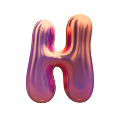 Glossy holographic 3D balloon bubble letter H