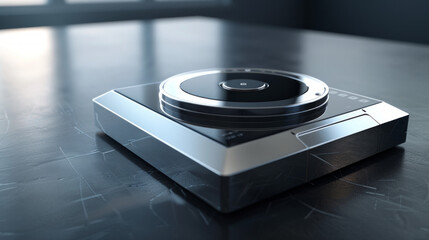 A modern and minimalist black and silver smart scale with body composition analysis for fitness tracking