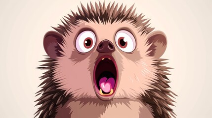  A porcupine with its mouth open