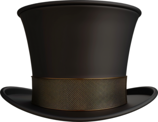 Elegant black top hat isolated cut out on transparent background