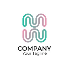  H abstract typography 3d colorful letter logo design template