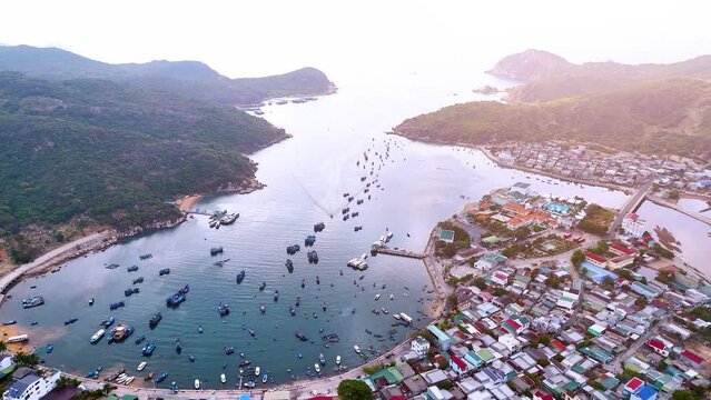 Aerial view of Vinh Hy bay, Nui Chua national park, Ninh Thuan province, Vietnam