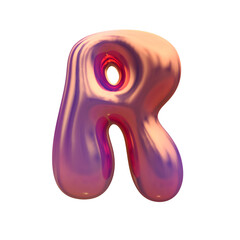 Glossy holographic 3D balloon bubble letter R