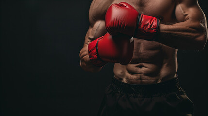 Men in boxing gloves on a dark background