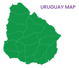High detailed map of Uruguay . Outline map of Uruguay . South America