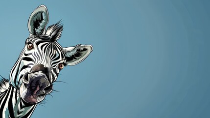   A tight shot of a zebra's face with its mouth agape and tongue extended - obrazy, fototapety, plakaty