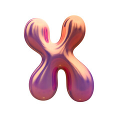 Glossy holographic 3D balloon bubble letter X