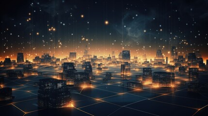 IT Industry Particles in Digital World Background