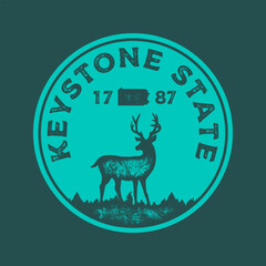 Keystone state textured vintage vector t-shirt and apparel design, typography, print, logo, poster. Global swatches