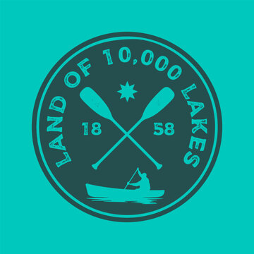 Land of 10000 lakes textured vintage vector t-shirt and apparel design, typography, print, logo, poster. Global swatches