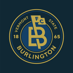 Burlington, Vermont football logo, USA. Elegant soccer logo. Elegant Modern Soccer Football Badge logo designs, Soccer Emblem logo template vector illustration