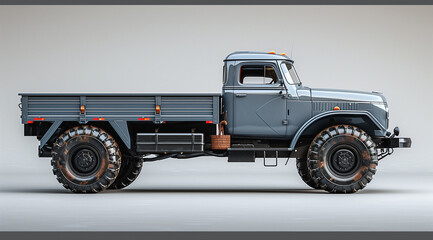 3D rendering of a classic grey truck - obrazy, fototapety, plakaty