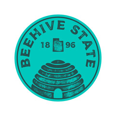 Beehive state textured vintage vector t-shirt and apparel design, typography, print, logo, poster. Global swatches