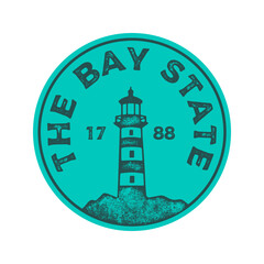 The Bay state textured vintage vector t-shirt and apparel design, typography, print, logo, poster. Global swatches
