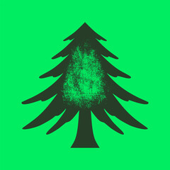 Hand drawing of wild spruce in retro engraving style. Wild spruce in graphic vintage style. Vector logo template.