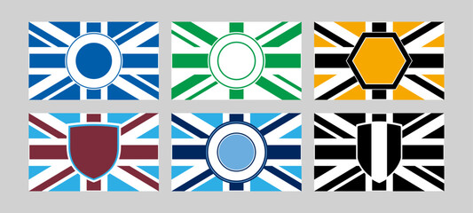 Set fan flag Great Britain football club vector background.